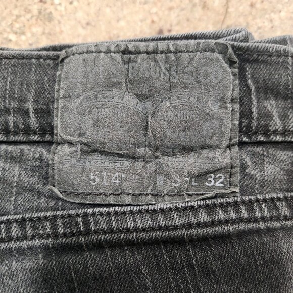 Levis 514 Jeans Black Washed Denim Black Label Slim Straight Stretch 35x31 EUC - Picture 11 of 11